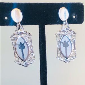 Vintage Silver Filigree Tulip Dangle  Earrings